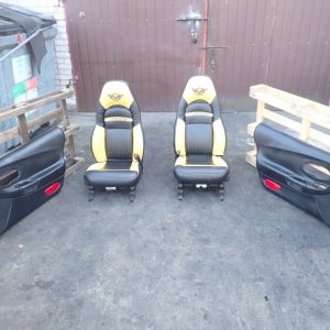 Upholstery black yellow seats sides set chevrolet corvette c5