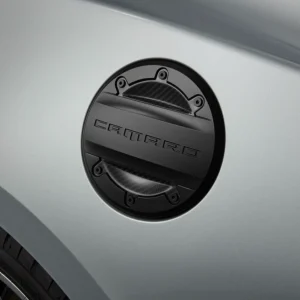 2016-2024 Chevrolet Camaro Fuel Door 23227139 Black w/ Carbon Fiber Inserts OEM